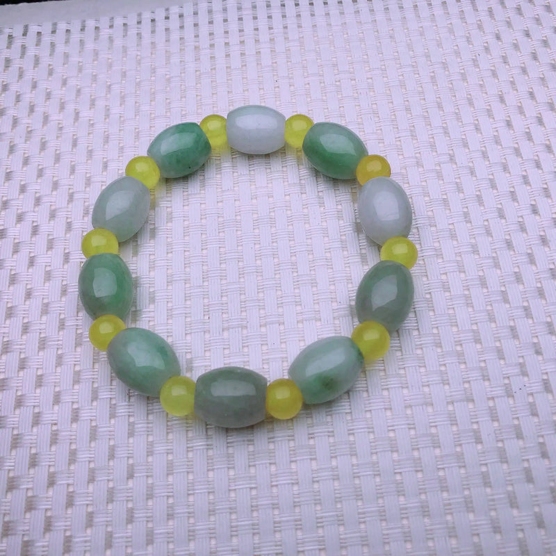 Burmese Natural Jade Bracelet Elastic Rope Emerald Bracelet for Women