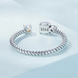 925 Silver Purple Zircon Leaf Open Ring Wedding Gift