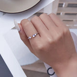 925 Silver Purple Zircon Leaf Open Ring Wedding Gift