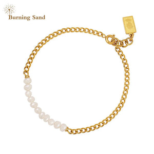 Cuban Chain Pearl Bracelets Stainless Steel Pendant Boho Jewelry