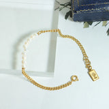 Cuban Chain Pearl Bracelets Stainless Steel Pendant Boho Jewelry