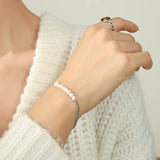 Cuban Chain Pearl Bracelets Stainless Steel Pendant Boho Jewelry