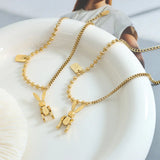 Hot Punk Style Mechanical Rabbit Square Pendant Bracelet for Women