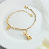 Hot Punk Style Mechanical Rabbit Square Pendant Bracelet for Women