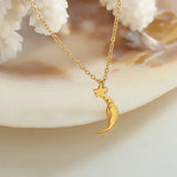 Star Moon Pendant Necklace Titanium Steel Plated 18K Chain