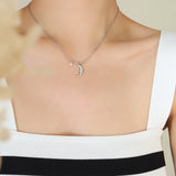 Star Moon Pendant Necklace Titanium Steel Plated 18K Chain