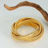 Gilded Three Layer Bracelet Snake Ring Elastic Bracelet