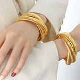 Gilded Three Layer Bracelet Snake Ring Elastic Bracelet