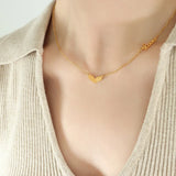 Sand Love Heart Pendant Necklace 18K Plated Collar Jewelry
