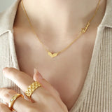 Sand Love Heart Pendant Necklace 18K Plated Collar Jewelry