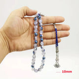 Burst Crystal tasbih beads with leather tassel, Muslim Rosary