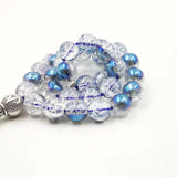 Burst Crystal tasbih beads with leather tassel, Muslim Rosary