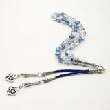 Burst Crystal tasbih beads with leather tassel, Muslim Rosary