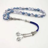 Burst Crystal tasbih beads with leather tassel, Muslim Rosary
