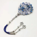 Burst Crystal tasbih beads with leather tassel, Muslim Rosary