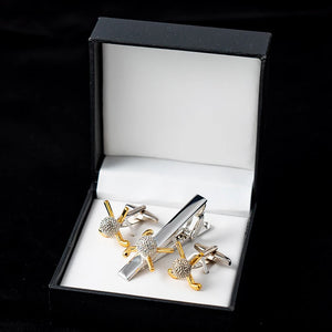 Business Golf Clubs Cufflinks and Tie Clips Set For Mens French Shirt