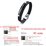 Men's Stainless Steel Leather Charm Bracelet Adjustable Length