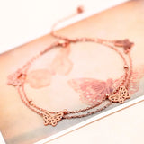 Butterfly 2-Layer Anklet Rose Titanium Steel 316L Stainless Charm Jewelry