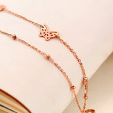Butterfly 2-Layer Anklet Rose Titanium Steel 316L Stainless Charm Jewelry