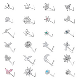 Butterfly 20G Nose Stud L Shape Nose Ring Cubic Zircon Nose Piercing Ring