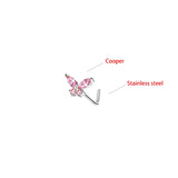 Butterfly 20G Nose Stud L Shape Nose Ring Cubic Zircon Nose Piercing Ring