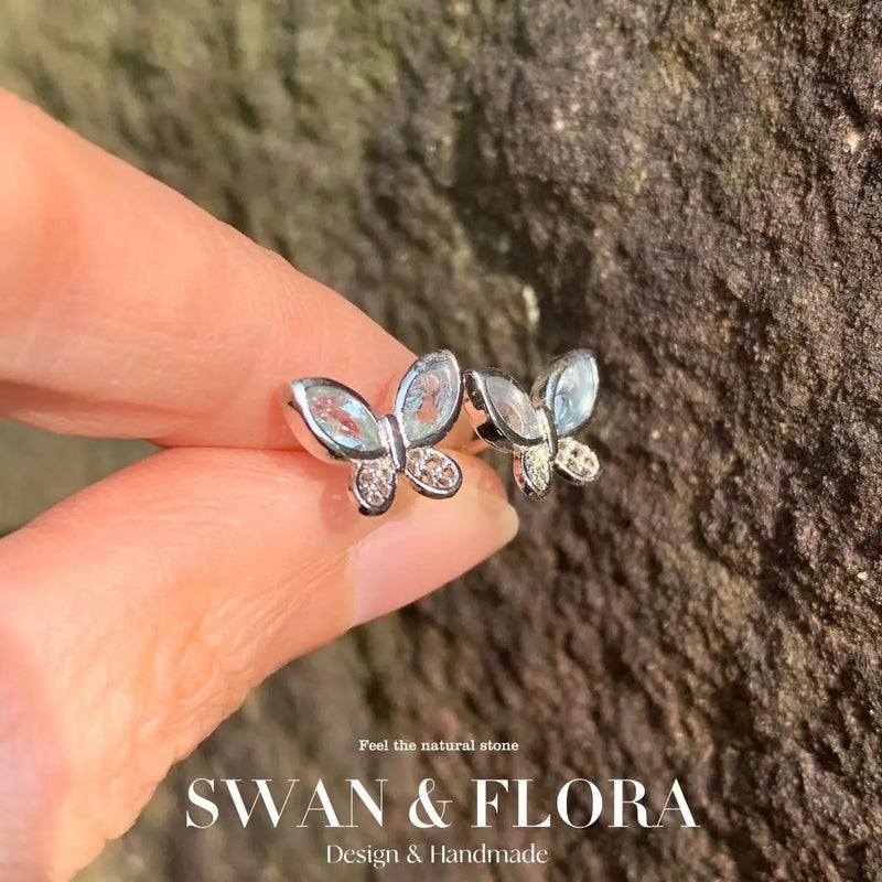 5MM Natural Topaz Stud Earrings 925 Sterling Silver Jewelry Gift