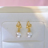 Butterfly 925 Silver Earrings Base for 10-11mm Pearls