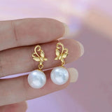 Butterfly 925 Silver Earrings Base for 10-11mm Pearls
