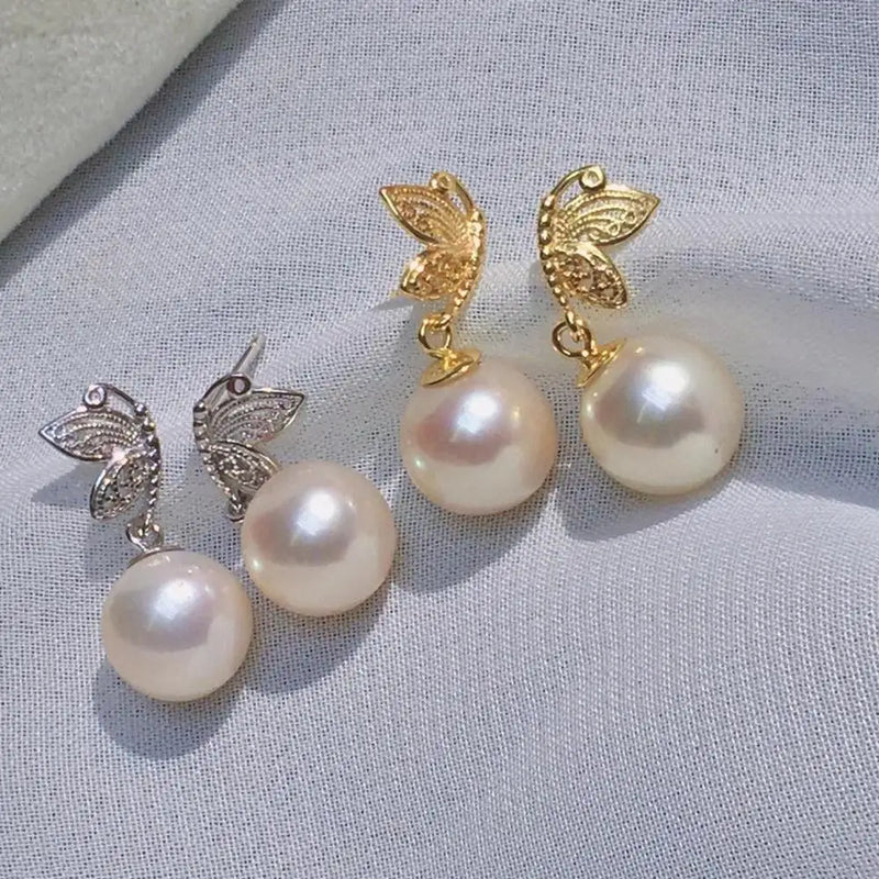 Butterfly 925 Silver Earring Settings for Pearls Agate Stones
