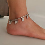 Vintage CZ Butterfly Anklet Leg Bracelet Foot Jewelry