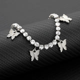 Butterfly Rhinestone Anklet Crystal Ankle Bracelet Boho Beach Jewelry
