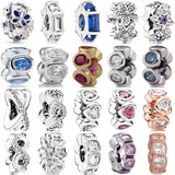 Butterfly Daisy Flower Spacer Bead Fit Europe Bracelet 925 Sterling Silver Charm