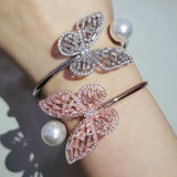 Butterfly Bangle Cuff Zircon Filled Bracelet For Women