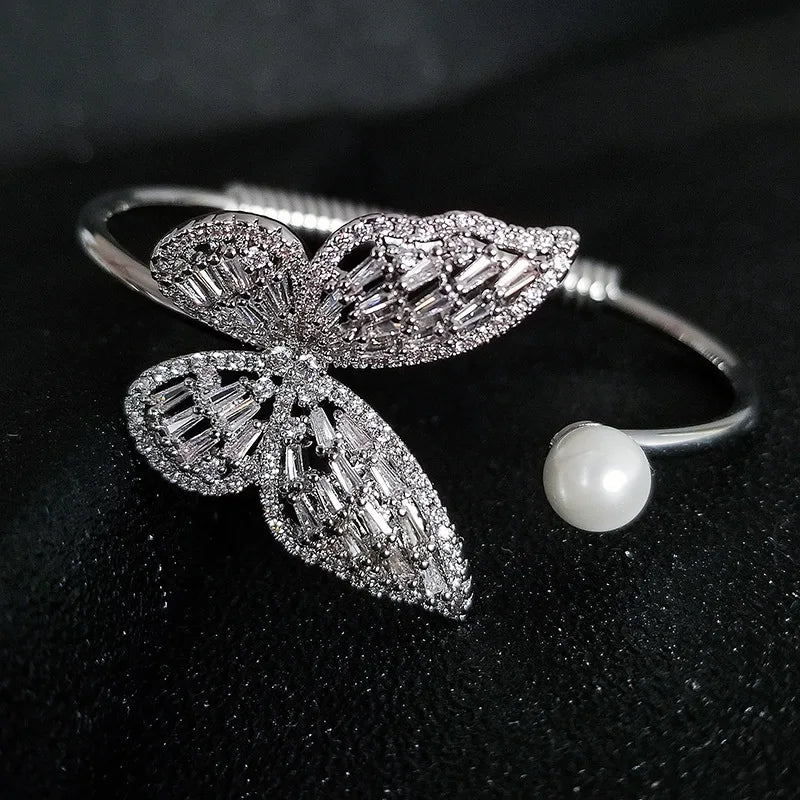 Butterfly Bangle Cuff Zircon Filled Bracelet For Women