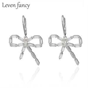 Sterling Silver CZ Crystal Butterfly Cartilage Dangle Earrings