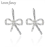Sterling Silver CZ Crystal Butterfly Cartilage Dangle Earrings