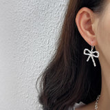 Sterling Silver CZ Crystal Butterfly Cartilage Dangle Earrings