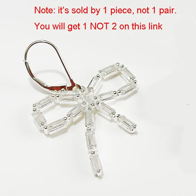Sterling Silver CZ Crystal Butterfly Cartilage Dangle Earrings
