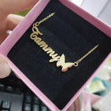 Butterfly Chain Name Necklace for Women - Gold/Silver/Rose Gold - 40-55cm
