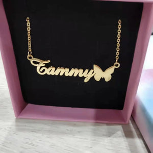 Butterfly Chain Name Necklace for Women - Gold/Silver/Rose Gold - 40-55cm