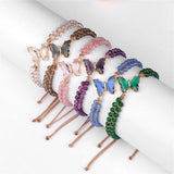 Butterfly Charm Bracelet Amethysts Jades Crystal Wrap Braided Bracelets