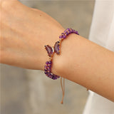 Butterfly Charm Bracelet Amethysts Jades Crystal Wrap Braided Bracelets