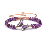 Butterfly Charm Bracelet Amethysts Jades Crystal Wrap Braided Bracelets