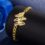 Butterfly Charm Chain Bracelets 24k Gold Filled Women's Jewelry