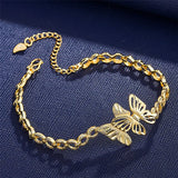 Butterfly Charm Chain Bracelets 24k Gold Filled Women's Jewelry
