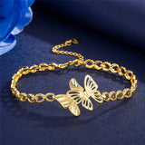 Butterfly Charm Chain Bracelets 24k Gold Filled Women's Jewelry
