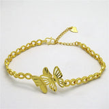 Butterfly Charm Chain Bracelets 24k Gold Filled Women's Jewelry