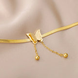 Butterfly Choker Women Stainless Steel Necklace
