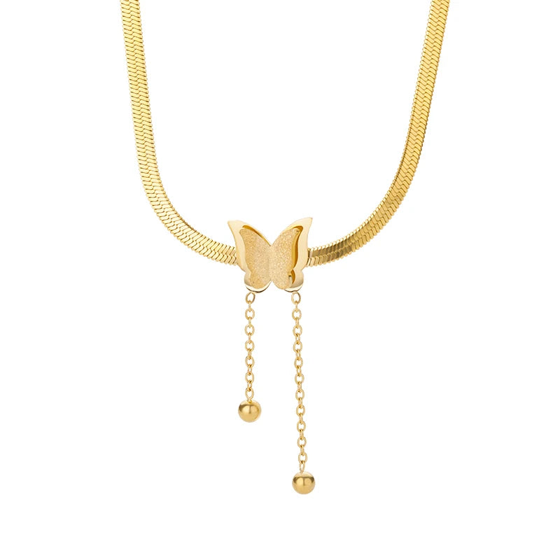 Butterfly Choker Women Stainless Steel Necklace