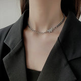 Butterfly Choker Necklace for Women Girl Stainless Steel Rhinestone Charms